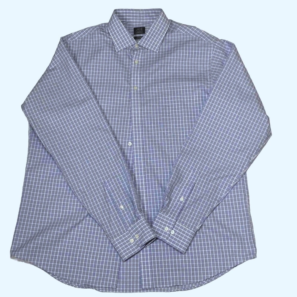 Joe Joseph Abboud Dress Shirt Mens 17x36 Blue White Easy Care 100% Cotton